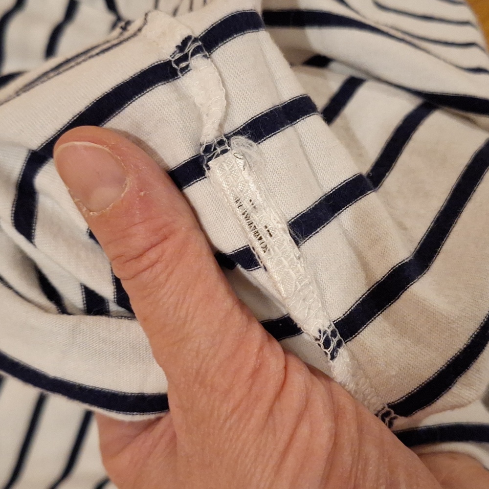Polo Ralph Lauren Striped Vneck Short Sleeve Cotton Tee Size L Navy Blue White - Picture 5 of 7